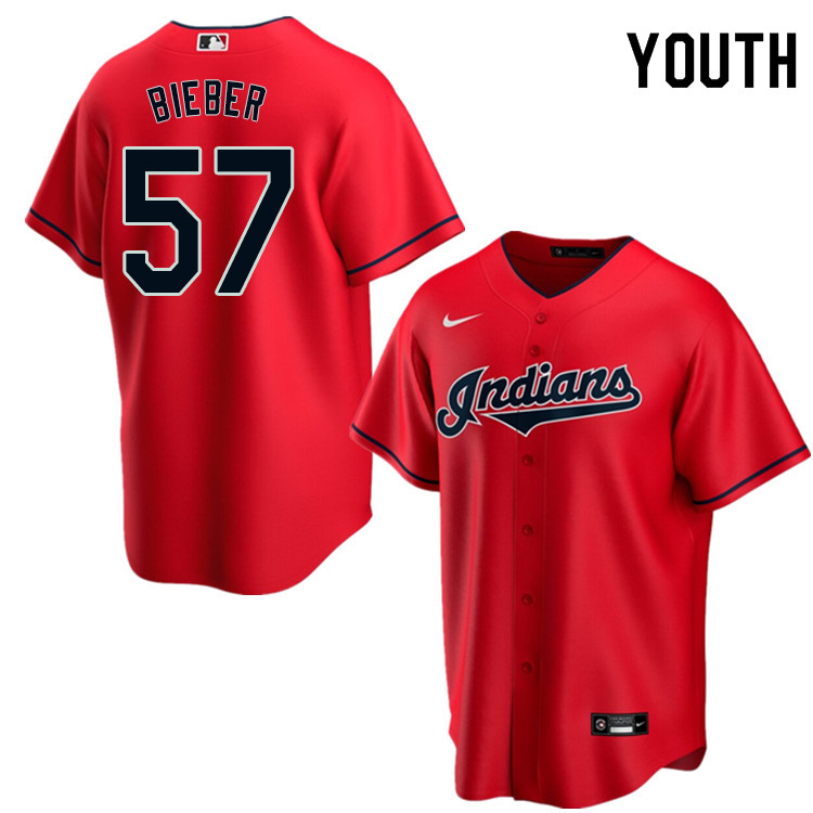 Nike Youth #57 Shane Bieber Cleveland Indians Baseball Jerseys Sale-Red